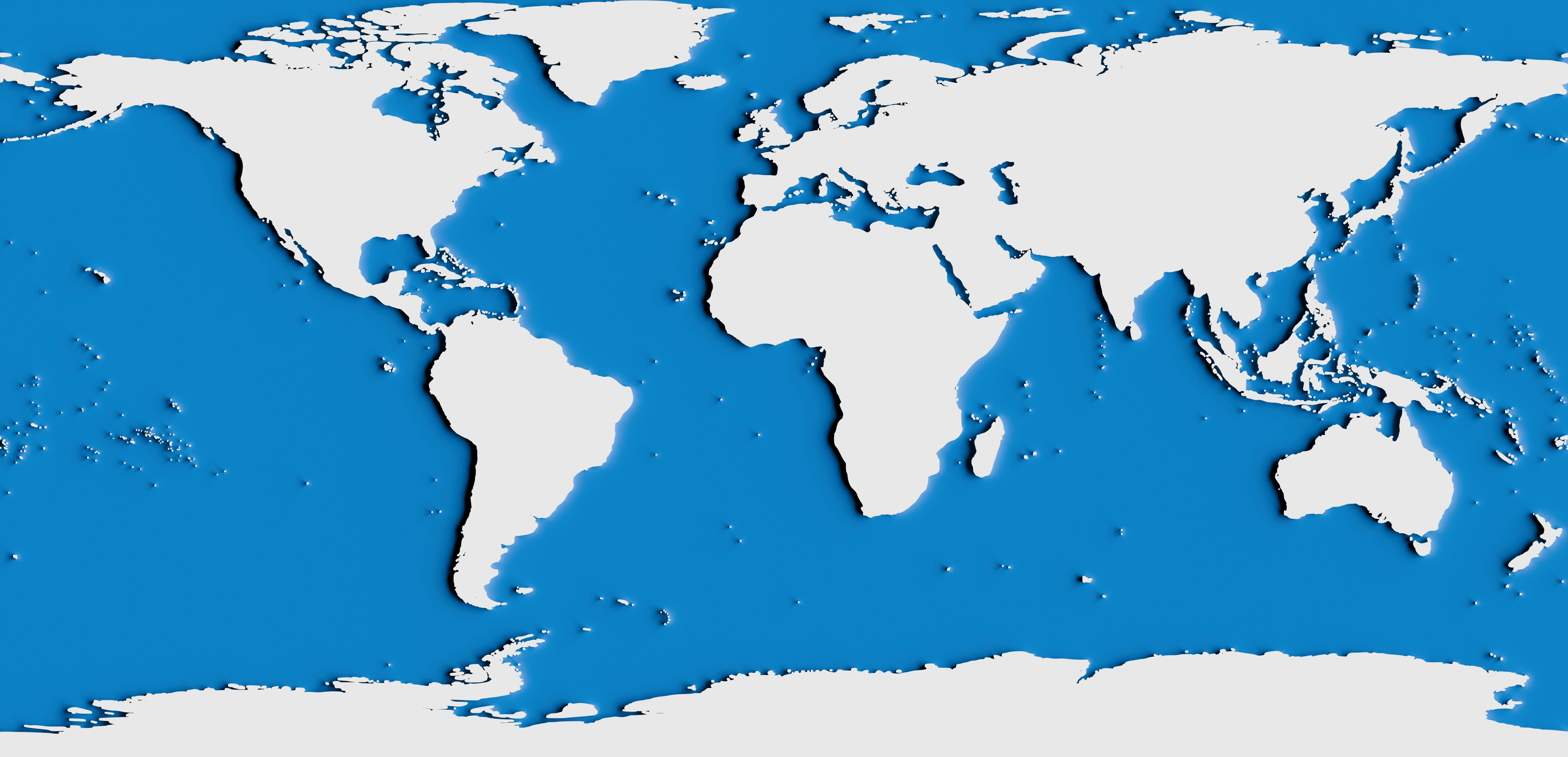 Blue and white world map